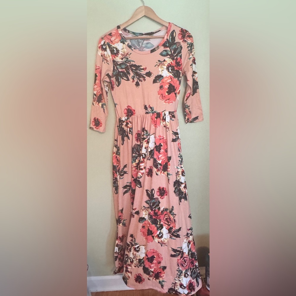 Floral Pink Long Sleeve Dress